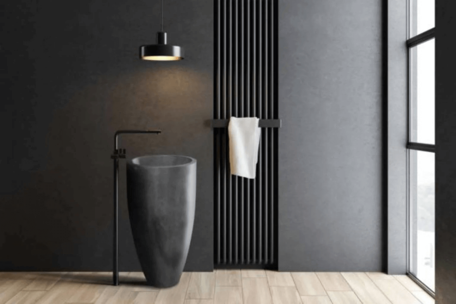 Pied de lavabo Toba gris, élégant et moderne, idéal pour salle de bain au Maroc, alliant style et praticité.